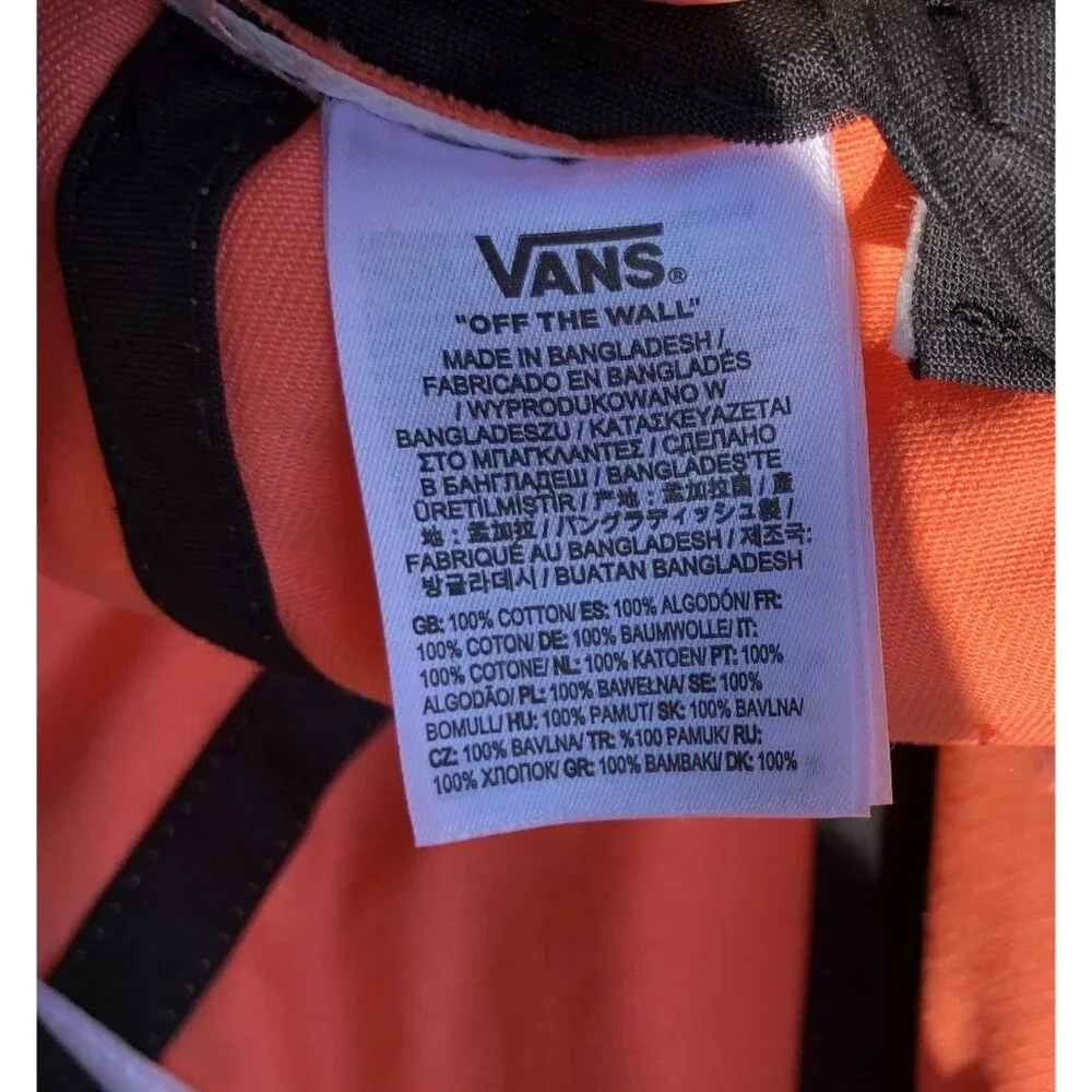 Vans Unisex Adjustable Orange Cotton Strap Back Hat With Embroidered Logo Skater - Picture 7 of 8